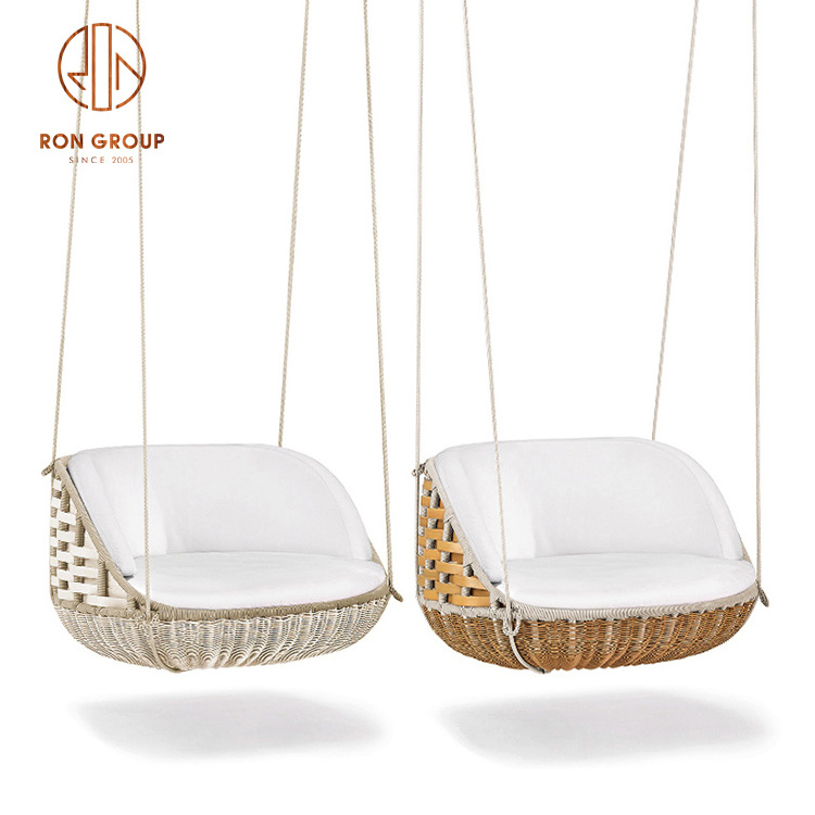 Wholesale Garden Outdoor Balcony Furniture Stand Hammock Egg Wicker Patio Rattan Hanging Swing Chair With Cushion