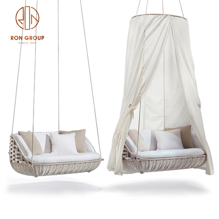 Wholesale Garden Outdoor Balcony Furniture Stand Hammock Egg Wicker Patio Rattan Hanging Swing Chair With Cushion