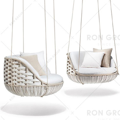 Wholesale Garden Outdoor Balcony Furniture Stand Hammock Egg Wicker Patio Rattan Hanging Swing Chair With Cushion