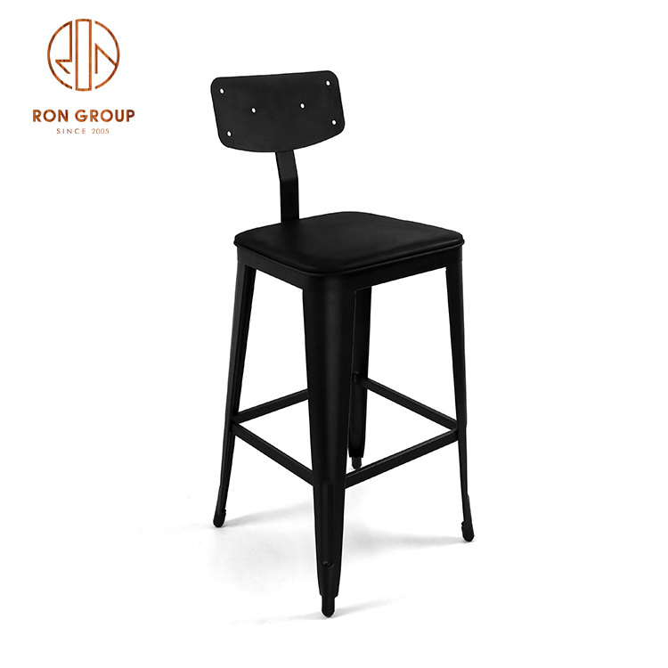 Modern Style Kitchen Bar Counter Dining Stool Iron Frame Pu Leather Seat Black 110CM High Chair