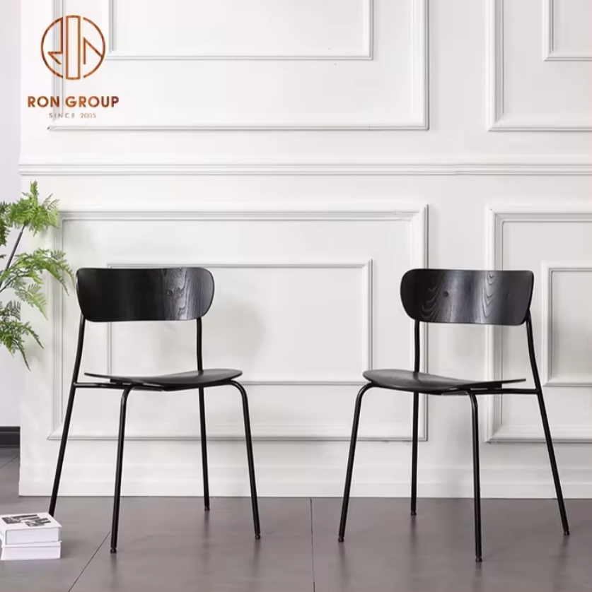 Aluminum Frame Stackable Banquet High Industrial Style Chairs Bar Stools Modern Counter Height Bent Plywood Wood Dining Chair