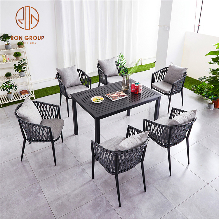 2023 Cheap Price Custom Nordic Modern Aluminum Patio Dining Furniture Restaurant Waterproof Garden Set Outdoor Rattan Chair