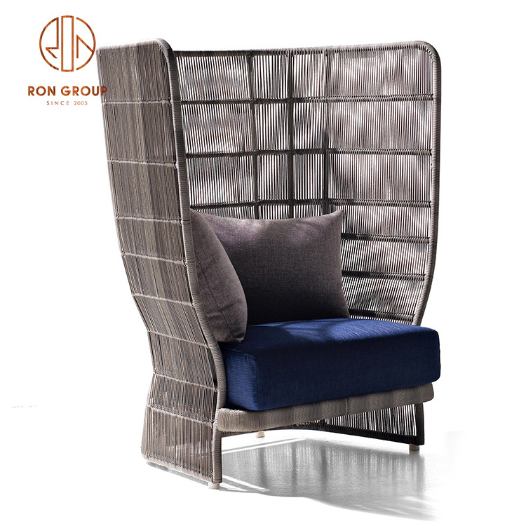 Modern Design Cheap Price Garden Patio Hotel Beach Villia Fabric Cushion High Back Wicker Gray Rattan Sofa Set Outdoor Furniture