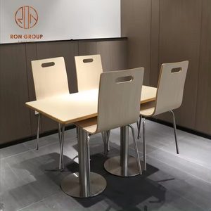 Cheap simple canteen cinema dining area furniture hamburger fast food restaurant modern dinning tables and chairs set for 4