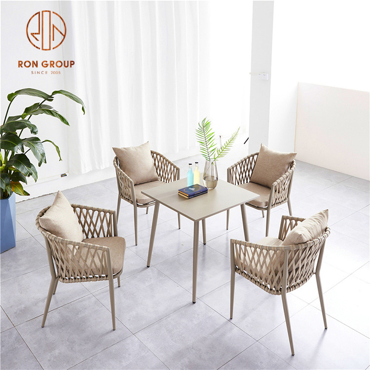 2023 Cheap Price Custom Nordic Modern Aluminum Patio Dining Furniture Restaurant Waterproof Garden Set Outdoor Rattan Chair