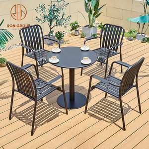 2023 New Design Custom Garden Hotel Restauration Hardware Aluminum Dinning Table and Chairs Sets French Patio Outdoor Furniture