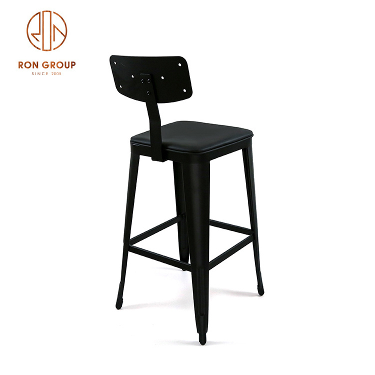 Modern Style Kitchen Bar Counter Dining Stool Iron Frame Pu Leather Seat Black 110CM High Chair