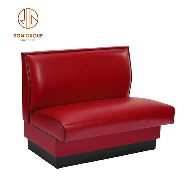 Modern American Retro Vintage Style Diner Club Restaurant Furniture Double Red Leather Bench Seat Sofa Booth Seating