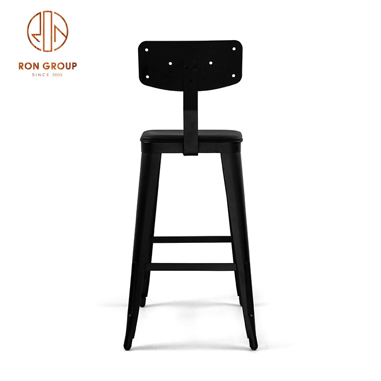 Modern Style Kitchen Bar Counter Dining Stool Iron Frame Pu Leather Seat Black 110CM High Chair