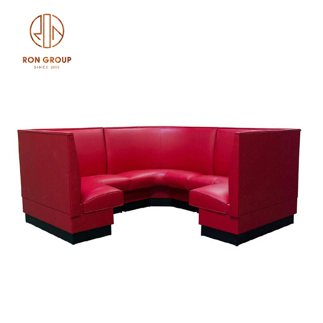 Modern American Retro Vintage Style Diner Club Restaurant Furniture Double Red Leather Bench Seat Sofa Booth Seating