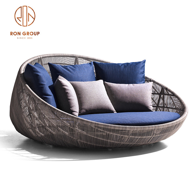 Modern Design Cheap Price Garden Patio Hotel Beach Villia Fabric Cushion High Back Wicker Gray Rattan Sofa Set Outdoor Furniture