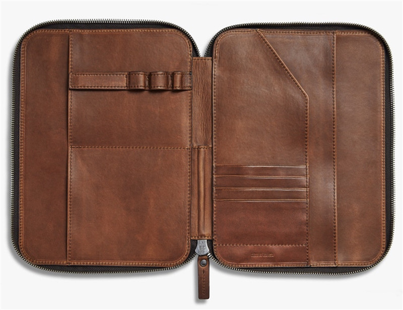 A4 Laptop Case Leather Tech Portfolio Organiser  document Folder for Tech Devices, Passport, Smartphone, Tablet