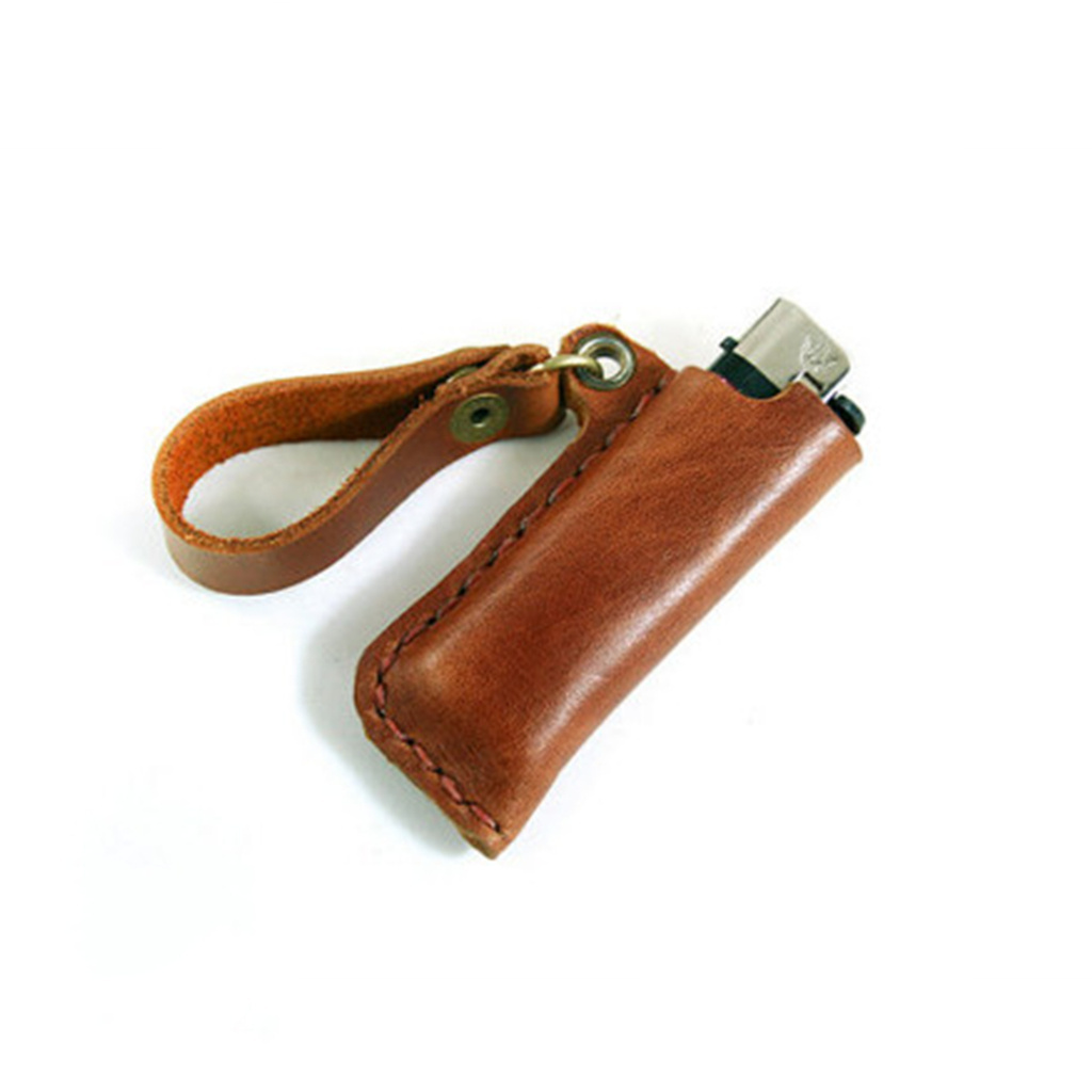 Custom leather lighter case leather lighter holder with strap to hang on trousers or belts