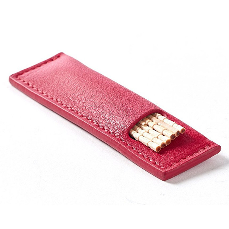 Cheap price promotion gift toothpick sleeve portable leather toothpick holder