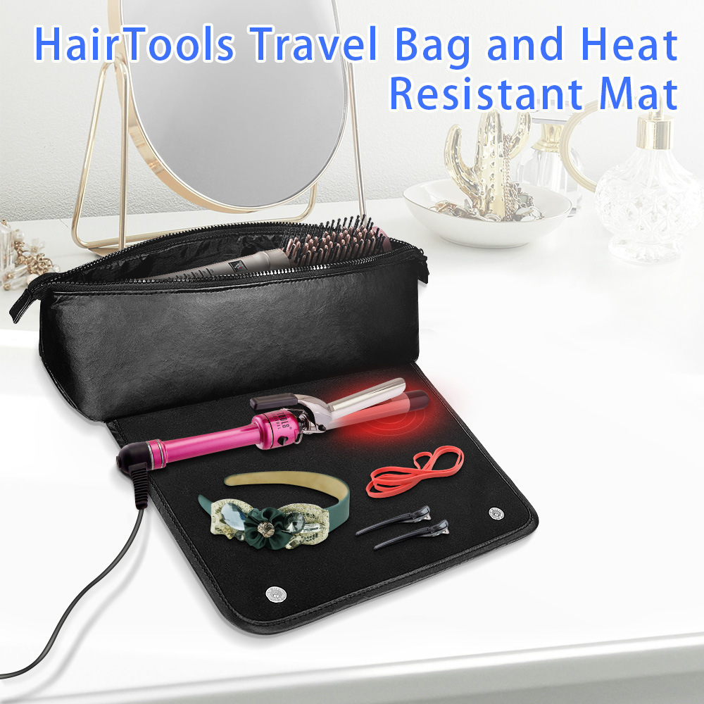 Waterproof heat-resistant mat Makeup Storage Bag Leather hair dryer travel storage tool bags