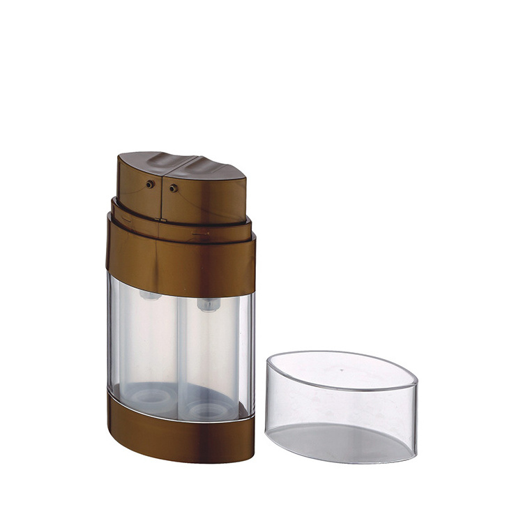 dual chamber airless pump bottle brown