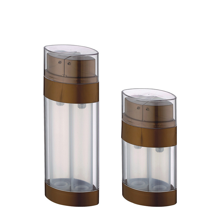 dual chamber airless pump bottle brown