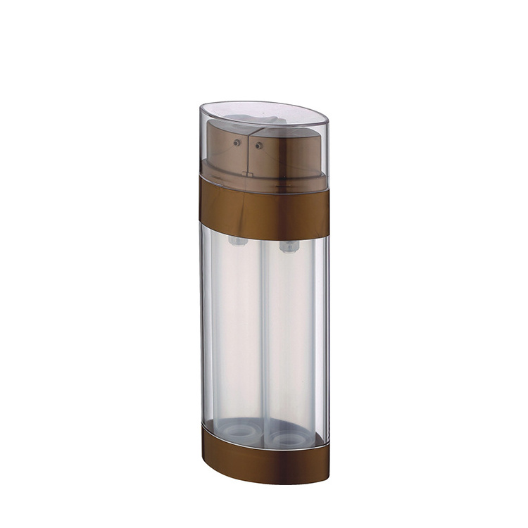 dual chamber airless pump bottle brown