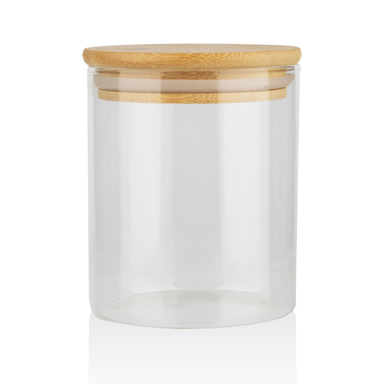 high borosilicate glass tea glass cup environmental jars with bamboo lid jars with bamboo lid