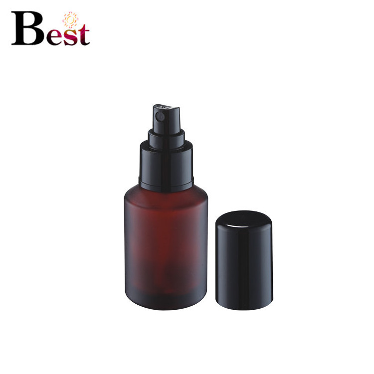 cosmetic packaging 15ml 30ml 60ml 125ml 200ml amber glass spray bottles full set frosted amber glass bottle with black pump