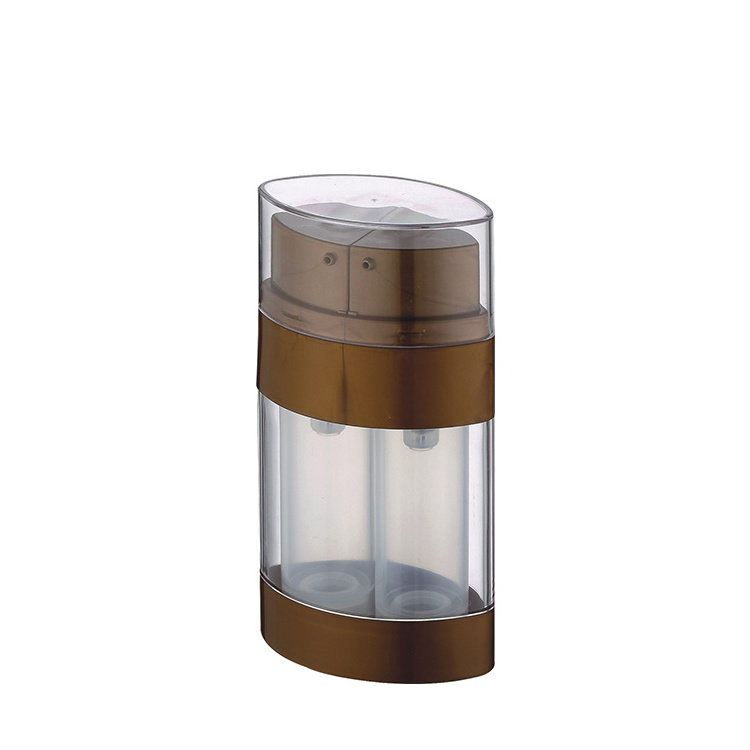 dual chamber airless pump bottle brown