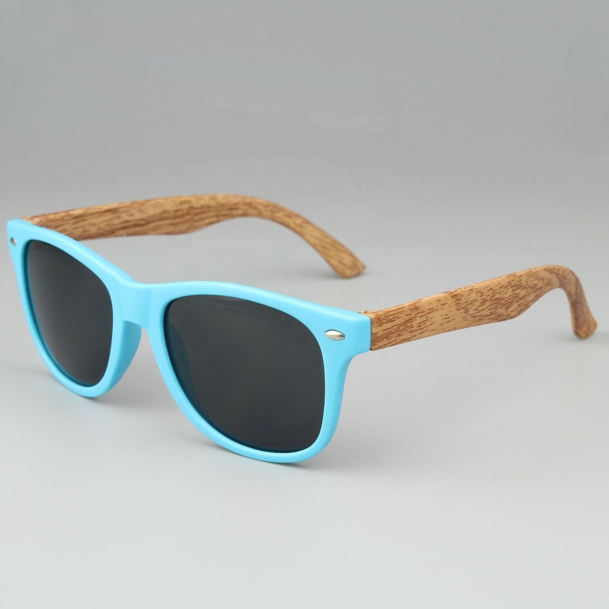 Wholesale Kids children Dropshipping Handmade Mirror Coating Lens Customized Logo Eyewear UV400 Bamboo Wooden Grain Sunglasses