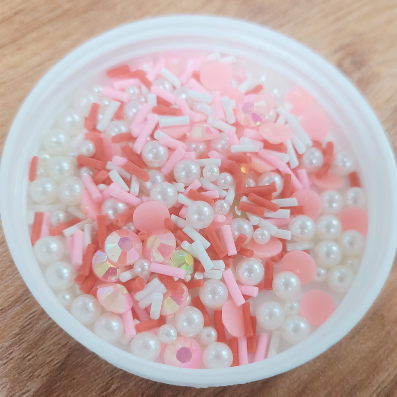 Hot selling Candy Clay Polymer Sprinkles confetti mix with pastel balls and rhinestone for fake cake decoration