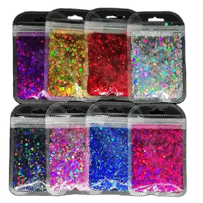 Wholesale Eco-friendly polyester holographic mix chunky glitter for craft arts decoration