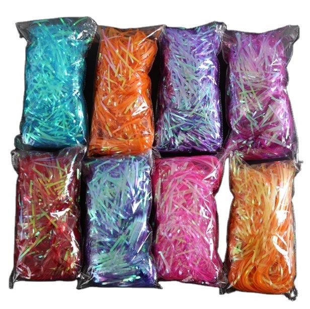 Bulk kilos polyester glitter tinsel yarns glitter shreds crinkle for craft decoration