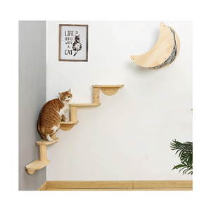 Cat Shelf for Wall Mount Hammock with 5-Levels Climbing Ladder Moon Cat Climbing Set