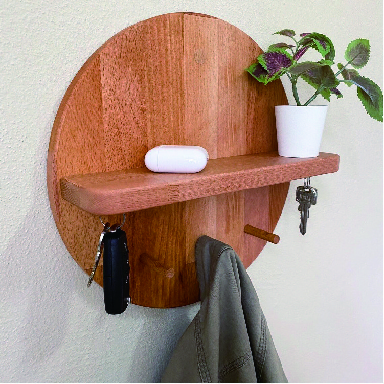 Wall Mount Wood Entryway Coat Rack Key Holder Organizer with Shelf