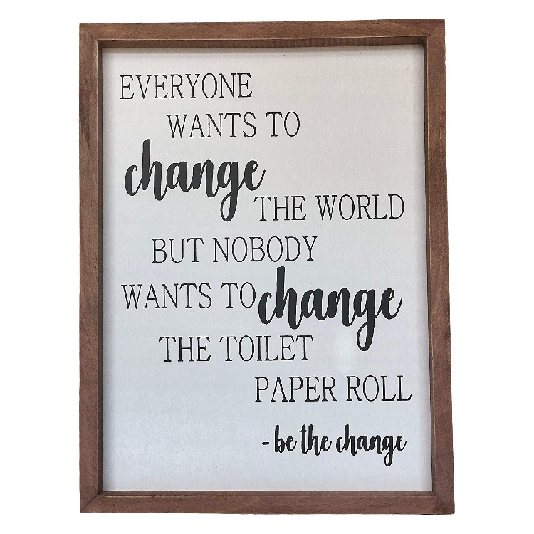 Rustic Funny Bathroom Decor Toilet Paper Quote  Wall Art with Wooden Frame