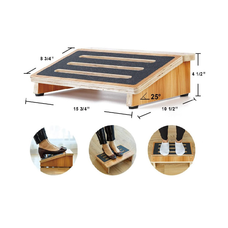 Slanted Non-Slip Wooden Step Stool for Home and Office Chairs