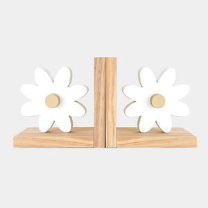 Wholesale 3D Creative Wooden Bookends Unique Decorative Kids' Bookends with Kawaii Design-Daisy Bookends for Nursery Shelves