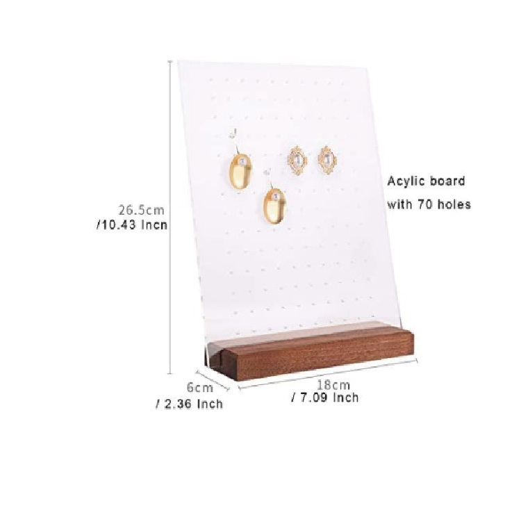 Acrylic Earring Stud Display holder with 70 Holes  Wood Jewelry Organizer Stands