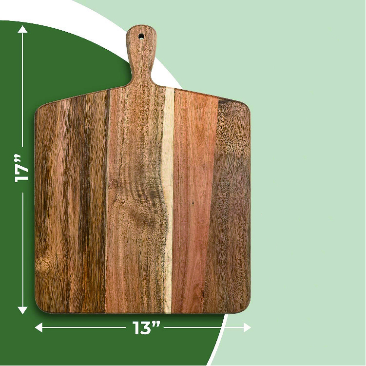 Acacia Wood Cutting Board and Chopping Board with Handle for Charcuterie in 1