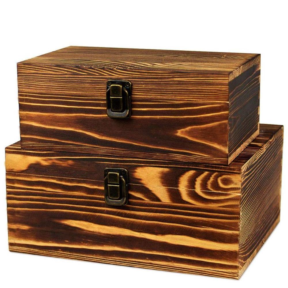 Handmade Wooden Keepsake Gift Storage Organizer Jewelry Box with Latch Lock