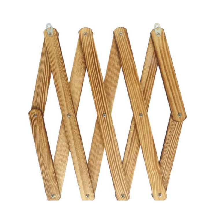 Wall Mounted Accordion Pine Wood Hook for Coat Rack Hanging