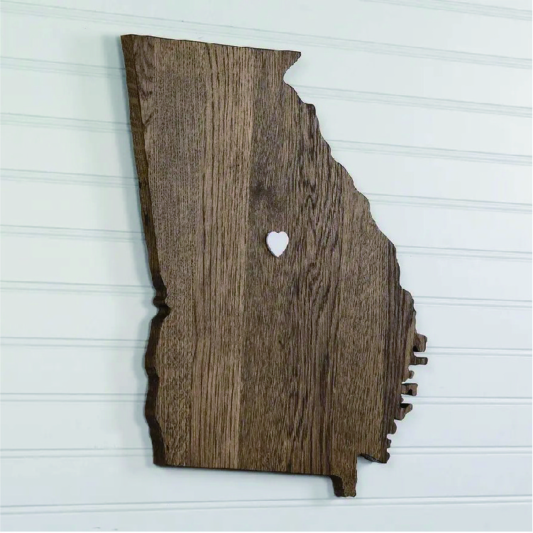 Georgia State Shape Rustic Farmhouse Plaque Wood Sign Cutout Wall Art