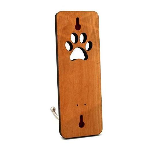 Wall mounted wood hook with dog footprint dog leash holder