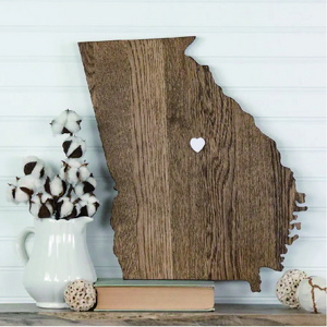 Georgia State Shape Rustic Farmhouse Plaque Wood Sign Cutout Wall Art