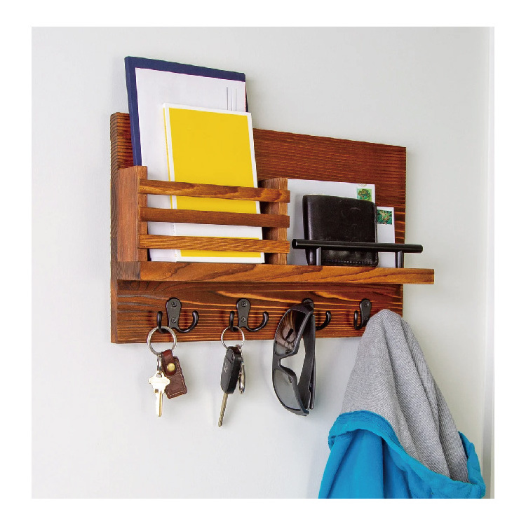 Unique wood Hanging Wall Key Holder and Mail Shelf  Organizer for Entryway, home decor