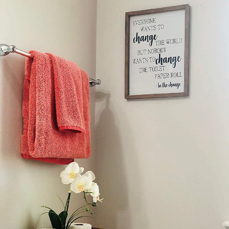 Rustic Funny Bathroom Decor Toilet Paper Quote  Wall Art with Wooden Frame