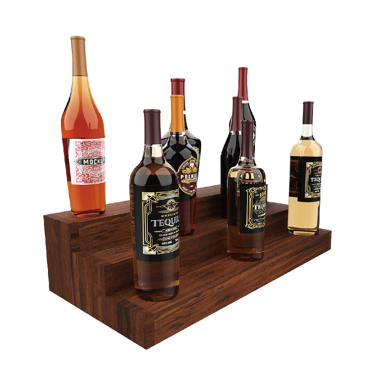 3 Tier Liquor Bar Bottle wood Display Shelf