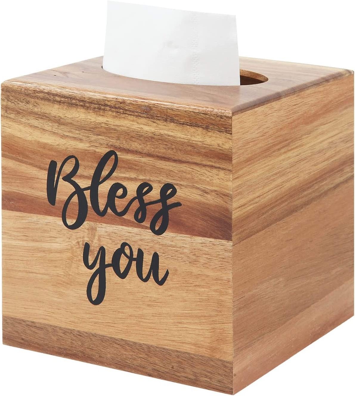 Bless You Facial Paper Holder Home Decor Napkin Dispenser Wood Tissue Paper Box Restaurant Vanity Countertops Square Tissue Box