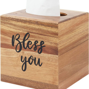 Bless You Facial Paper Holder Home Decor Napkin Dispenser Wood Tissue Paper Box Restaurant Vanity Countertops Square Tissue Box