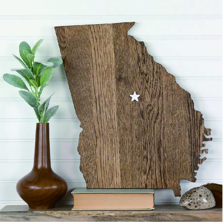 Georgia State Shape Rustic Farmhouse Plaque Wood Sign Cutout Wall Art