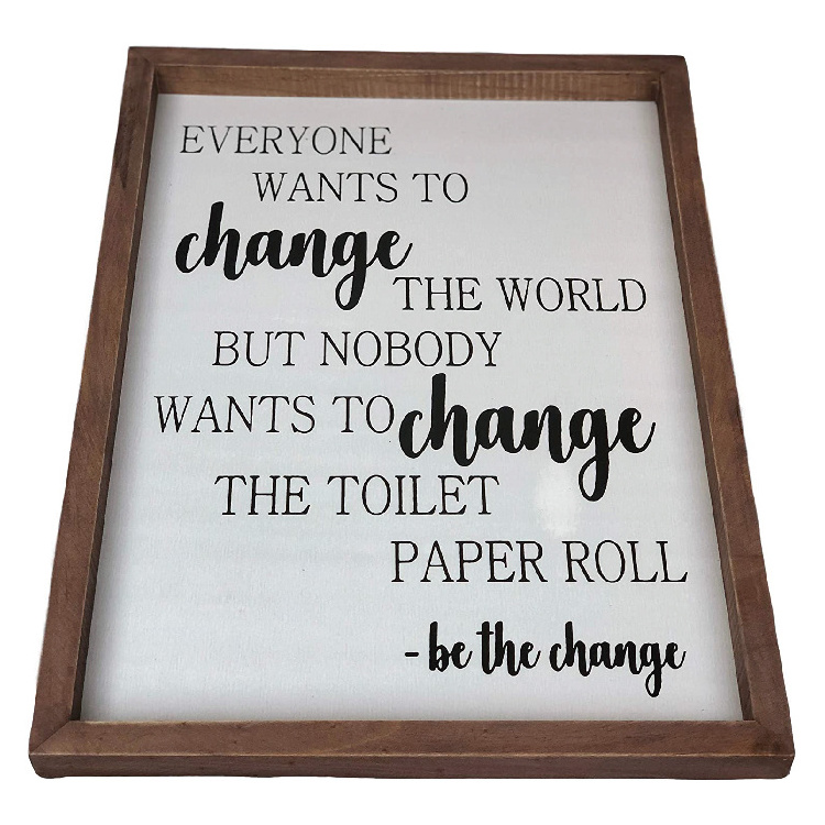 Rustic Funny Bathroom Decor Toilet Paper Quote  Wall Art with Wooden Frame