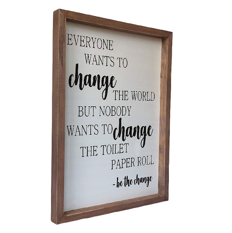 Rustic Funny Bathroom Decor Toilet Paper Quote  Wall Art with Wooden Frame