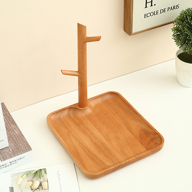 Entryway Mens Valet Perfume Trinket Tray Organizer Wood Jewelry Ring Dish Wooden Key Holder